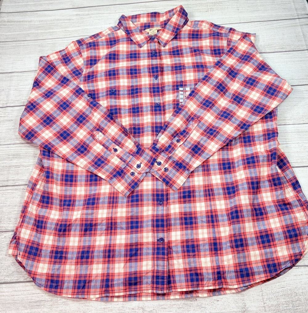 Duluth Trading Co Women’s Plus Free Range Organic Cotton Button Top Size XXL
